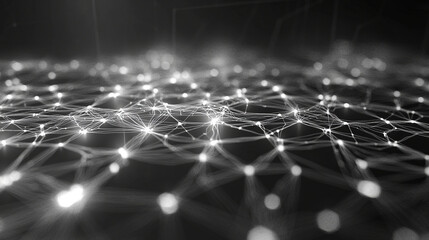 Obraz premium A minimalist background with AI neural network patterns, smooth light gradients, and subtle glowing tech icons.