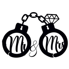 Mr and Mrs sign design vector laser cut handcuff