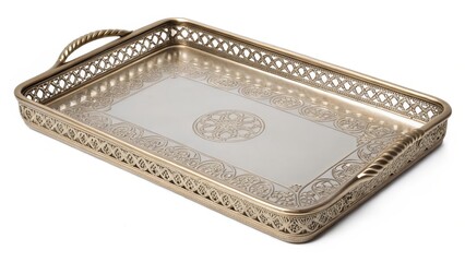 Rectangular Serving Tray with Glass Insert and Decorative Frame