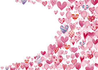 水彩風　ピンクな手描きハートフレーム2