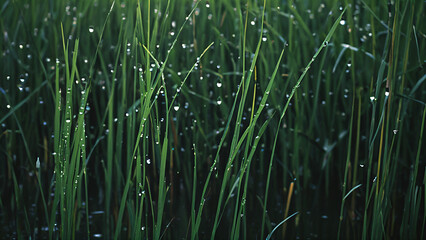 Obraz premium tall grass with water droplets