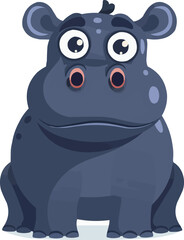 Obraz premium Adorable cartoon hippo vector design with big eyes.