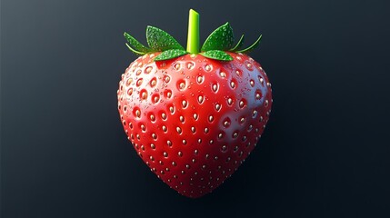 Vibrant Red Strawberry with Lush Green Stem Showcasing Its Juicy Texture and Fresh Appearance Against a Simple Background Evoking a Sense of Freshness and Natural Goodness in Summer