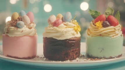 Easter Mini Cakes Festive Sweet Treats Display