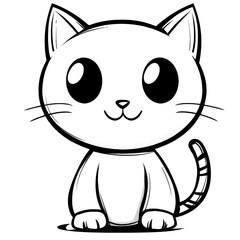 Obraz premium Playful cartoon cat illustration with large expressive eyes and a striped tail