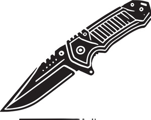 Black Utility Knife Silhouette Vector, High Quality Illustration on White Background