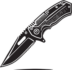 Black Utility Knife Silhouette Vector, High Quality Illustration on White Background