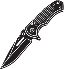 Black Utility Knife Silhouette Vector, High Quality Illustration on White Background