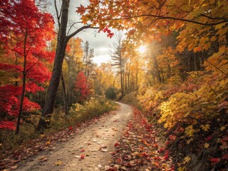 Obraz premium Golden Autumn Forest: Candid Shot of Fall Leaves