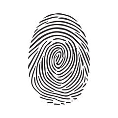 Fingerprint silhouette. Monochrome white background