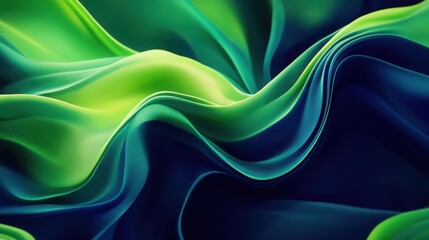 Obraz premium Abstract blend of neon green and navy blue waves in a fluid gradient design, creating a bold futuristic background.
