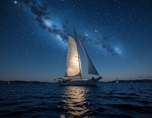 sailboat at night