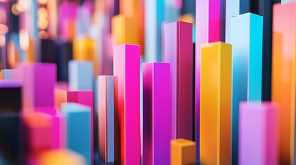 Fototapeta premium Colorful 3D Blocks Arranged on a Surface