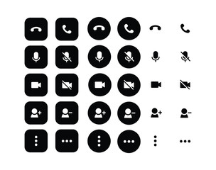 Set of Phone call icon. Set of Simple Telephone Related Vector Icons. Contains Icons such as call, video call, and more.