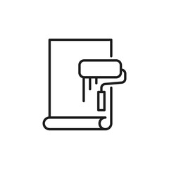 An outline icon symbolizing the renovation and construction industry, showcasing a paint roller and a wall representation. Perfect for themes related to home improvement and renovation projects