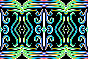 Beautiful classic design colourful background with flower leaf line art pattern of indonesian culture traditional batik	