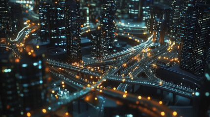 Fototapeta premium Abstract business woman stands on Smart digital Innovation city with connection network reciprocity over the twilight cityscape. of future wireless digital city and social media networking systems