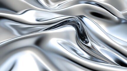 Fototapeta premium Abstract Silver Draped Fabric Showing Smooth Curves