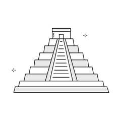 Yucatan Ancient Mayan Pyramid Vector Icon Design