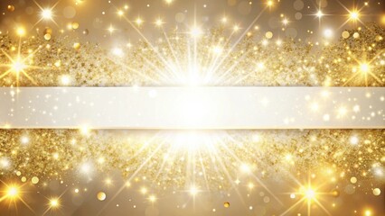 Golden Sparkle Celebration Background with Blank Banner for Festive Message