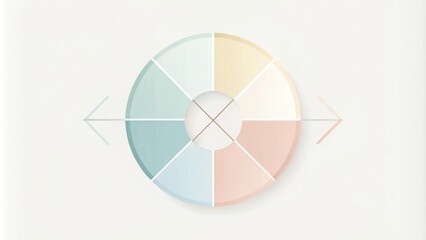 Obraz premium Circular Pastel Color Palette Chart with Arrows Indicating Direction and Flow