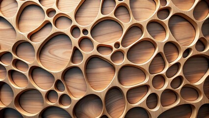 Abstract Wooden Panel with Organic Shapes and Textured Surface