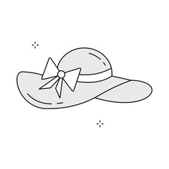 Sun Protection Straw Beach Hat Vector Icon Design