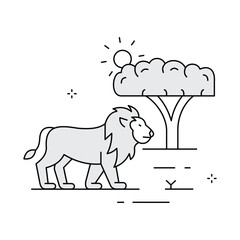 Majestic Savanna Lion Vector Illustration Icon Design