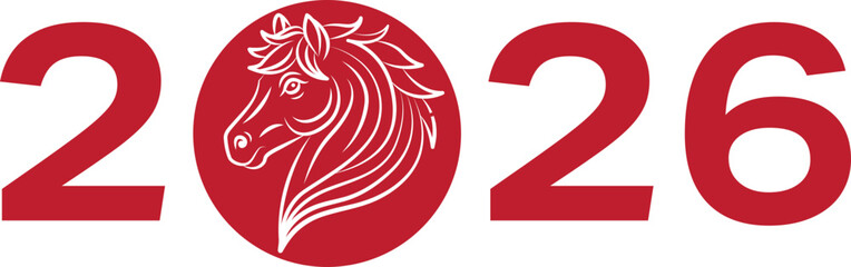 2026, year of Horse, line art , outline , simple linear
