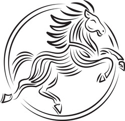 2026, year of Horse, line art , outline , simple linear
