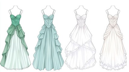 Elegant Bridal Gown Designs Fashion Illustrations