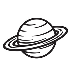 Saturn Planet Line Art Drawing Simple Space Illustration