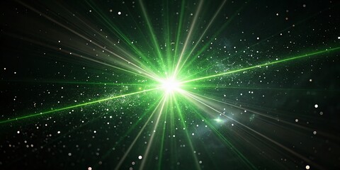 Fototapeta premium Green Lens Flare Burst on Black Background - High Resolution Stock Photo