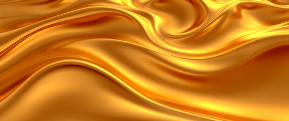 Fototapeta premium Abstract Curved Gold Shape with Lighting Effect – Luxury Design on gold Background with Copy Space 