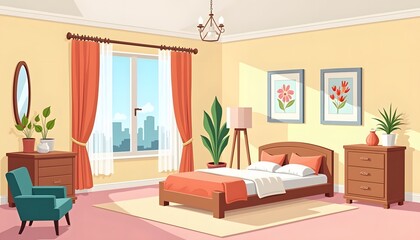 Modern Bedroom Design Featuring Comfortable Bed and City View