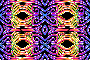 Beautiful classic design colourful background with flower leaf line art pattern of indonesian culture traditional batik	