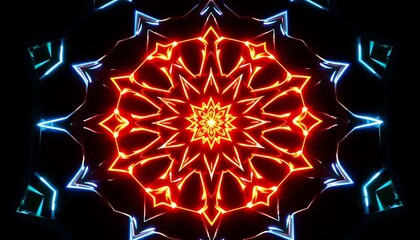 Neon Mandala Abstract Light Art Design