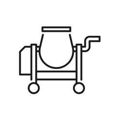 A minimalistic outline icon of a concrete mixer symbolizes renovation projects and the construction industry, ideal for representing building activities and mixing construction materials