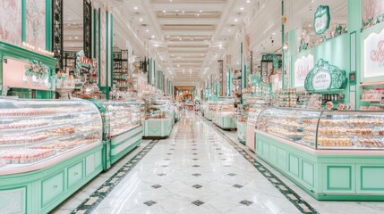 Fototapeta premium Elegant Confectionery Shop Interior Design with Sweets Displays