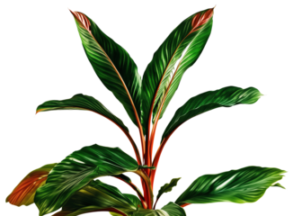 Vibrant tropical plant with striking green leaves on white background, showcasing nature's beauty.