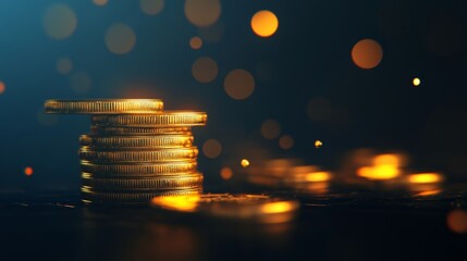 Piles of gold coins accompanied by a financial graph against a dark backdrop for investment insights