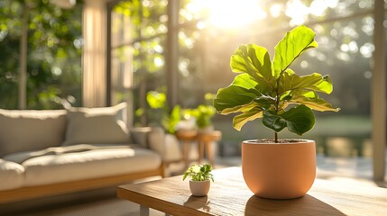 Stylish Indoor Plants in a Bright Living Room