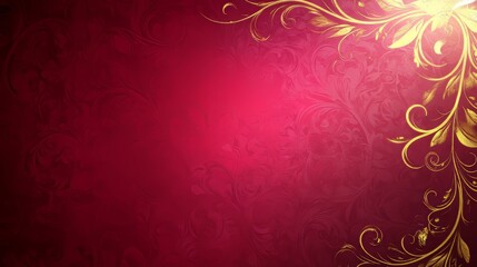 Elegant Crimson Background with Golden Floral Design