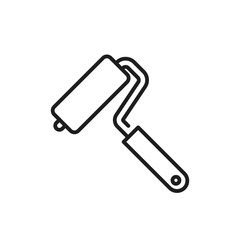 An outline icon of a paint roller symbolizes the renovation and construction industry, ideal for design and DIY projects that inspire creativity and innovation across various settings