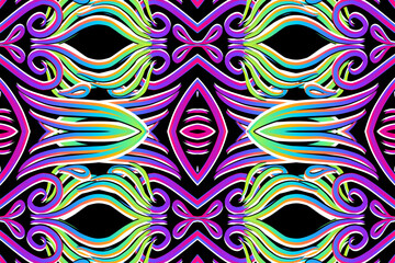 Beautiful classic design colourful background with flower leaf line art pattern of indonesian culture traditional batik	