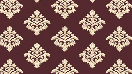 Elegant Damask Pattern Brown Background Design
