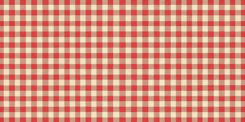 Red and Beige Gingham Pattern Fabric Texture for Backgrounds and Designs