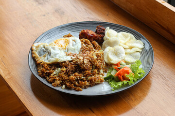 Indonesian fried rice on a plate for breakfast.