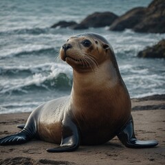 Sea lion for a cute plush toy design.