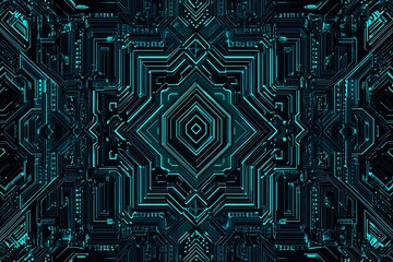 Abstract close-up of a glowing blue digital circuit board, showcasing intricate connections and technological design on a black background.
